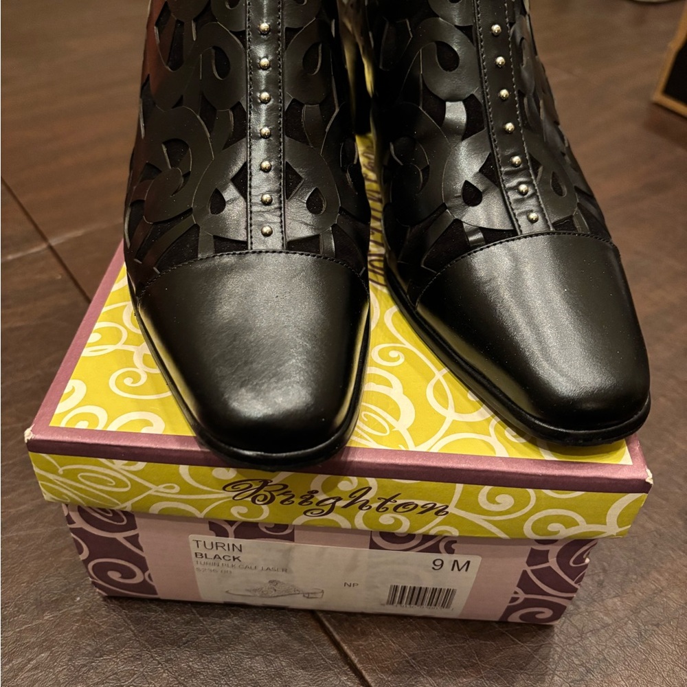 Brighton Black Leather Ankle Booties